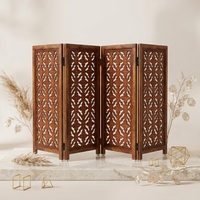 Barrière pour chien en bois décorative, autoportante, pliable, barrière de sécurité pour animaux de compagnie, clôture intérieure pour chiot avec design sculpté