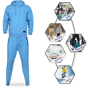 Survêtement athlétique slim fit pour homme, tissu doux et respirant, pantalon de jogging à capuche, taille élastique, léger, vêtements de sport décontractés pour la gym. - Product Image 3