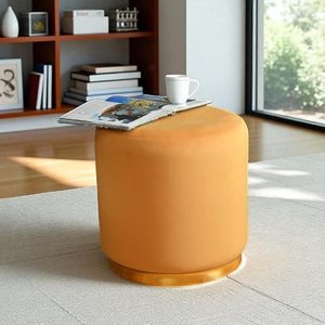 Ottoman Stool for Living Room, Velvet Foot Rest Stool, Foot Ottoman for Sitting, Modern Lightweight <b>Pouf</b> Stool for Office Room - Product Image 1