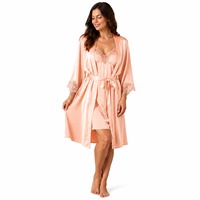 Ropa de Dormir Moderna para Mujer, Vestido Largo de Satén Suave con Bata a Juego, Elegante y Casual para el Hogar