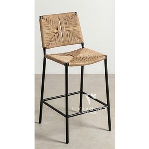 Tabouret de bar moderne en bois avec siège et dossier rembourrés en tissu pour comptoir de cuisine, café et maison - Product Image 6