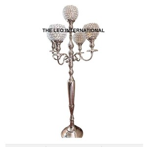 Trending Design Candelabra Stainless Steel And <b>Crystal</b> <b>Ball</b> Candelabra Prime Quality Customized Size Candle Jars For Home Decor - Product Image 6