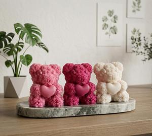 Luxury Soy Wax <b>Candle</b> Unique Design Bear Shape Heart Pastel Colors Aesthetic Minimalist Room Decoration Creative Novelty Gift - Product Image 1