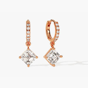 ต่างหูแบบห่วงประดับเพชรทรง Asscher Cut รับรองโดย IGI ตัวเรือนทองคำขาว 14K ดีไซน์เรียบหรู เหมาะเป็นของขวัญแต่งงาน - Product Image 3