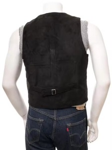 Custom Fashion Reversible <b>Mens</b> Biker/Motorcycle <b>Suede</b> Leather Vest Breathable Autumn Outer Wear Button Decoration - Product Image 2