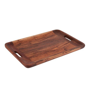 Plateau de service en bois de manguier sculpté à la main avec poignées - Plateau décoratif rustique pour le petit-déjeuner, la table à café et la cuisine - Product Image 4