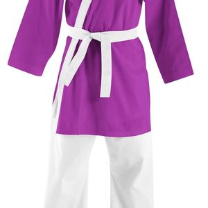 Uniforme de Artes Marciales Bicolor Morado y Blanco para Jóvenes y Niños, Conjunto de Gi de Entrenamiento con Puntos de Refuerzo - Product Image 3