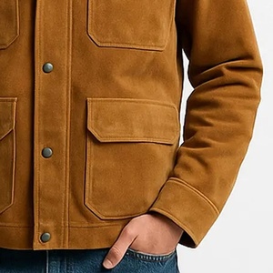 <b>Men's</b> <b>Suede</b> Shirt <b>Jacket</b> Workwear Style Turn-down Collar Four Pockets Autumn Wear Regular Fit - Product Image 5
