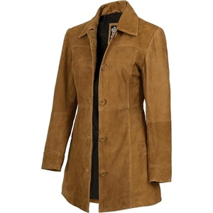 Manteau long élégant en cuir véritable pour femme, trench-coat de luxe pleine longueur, vêtements sur mesure OEM en gros - Product Image 1