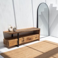 Console à 3 tiroirs en bois Vandana Lunaris Arion, meuble d'appoint minimaliste moderne en bois massif