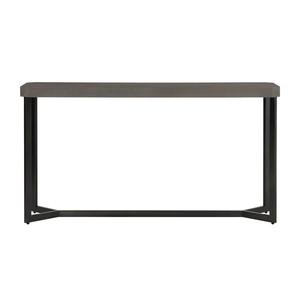 Console Moderne Industrielle Convertible avec Plateau Effet Béton Gris et Base Géométrique en Métal Noir pour Entrée ou Hôtel - Product Image 1