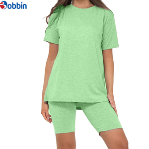 Conjuntos de Verano para Mujer, Shorts y Camisetas, Traje Deportivo Corto, Tendencia de Verano, Logotipo Personalizado, Conjunto de Dos Piezas de Algodón - Product Image 1