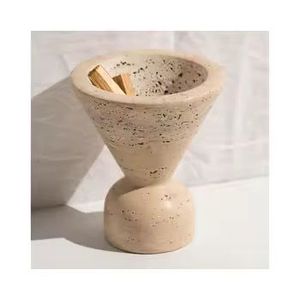 Hand-Made Ceramic <b>Incense</b> Burner Aromatic Holder Speckled Beige <b>Cone</b> Shape All-Season Use - Product Image 1