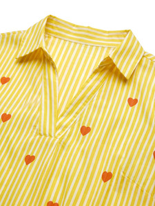 Yellow Striped Print Cotton Quick Dry <b>Kurta</b> Set <b>Women</b> Regular Fit Knee-Length Casual Wear India Pakistan Style Summer Outfit - Product Image 4