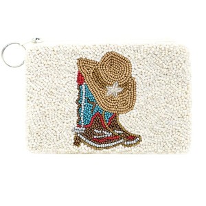 Bolso de Mano con Bordado Floral y Cuentas, Patrón Circular Marrón, Rojo y Blanco, Estilo Moderno - Product Image 4