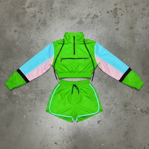 Women's Reflective windbreaker tracksuit set lightweight zip up <b>jacket</b> jogger pants sporty casual activewear wholesale Hoodies - Product Image 3