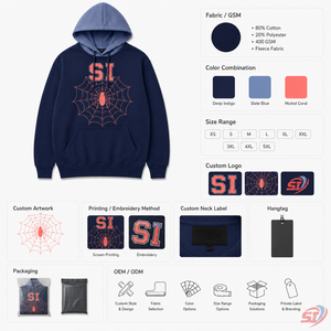 Sudadera con Capucha Premium Personalizada con Diseño de Telaraña, Oversize, Gráficos Impresos, Estilo Urbano, OEM, ODM, Marca Privada, Venta al por Mayor - Product Image 3