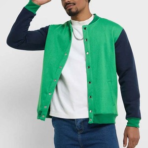 Chaqueta Varsity para Hombre, Color Verde Marino, Corte Regular, Cierre de Botones, Estilo Casual Urbano, Dos Tonos, Nueva Llegada, Chaquetas de Béisbol - Product Image 1