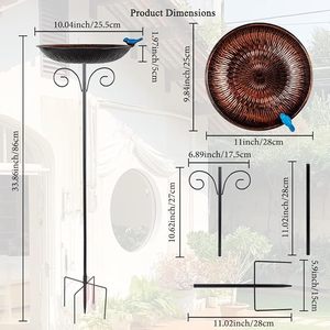 Bain d'oiseaux en fer durable et personnalisable au design vintage pour la décoration de jardin extérieur et l'alimentation des oiseaux au quotidien - Product Image 2