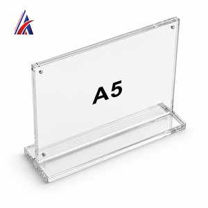 Premium Supplier Acrylic T Stand Magnetic <b>A5</b> Landscape Table Top Sign Holder Clear Menu <b>Frame</b> Double Sided Desk Display Rack - Product Image 3