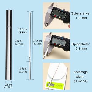 Spiedini per Barbecue in Acciaio Inox da 13,2 Pollici, Portatili con Tubo di Conservazione in Metallo, Riutilizzabili per Grigliare Kebab, Utensili per BBQ - Product Image 2