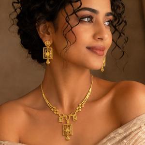 Colliers courts en laiton plaqué or 14K, 18K, 24K, style Dubaï, bijoux de mode, ensemble de bijoux au design traditionnel, vente en gros - Product Image 3