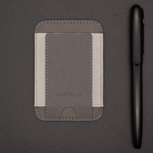 Étui porte-cartes magnétique RFID en cuir Saffiano Castello, haute qualité, marron clair, vert foncé, léger – Le choix le plus populaire - Product Image 5