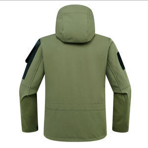 <b>Men's</b> Olive Green Hooded Fleece <b>Safari</b> <b>Jacket</b> Stand Collar Zipper Closure Casual Workwear Style Windproof Regular Fit Autumn - Product Image 2
