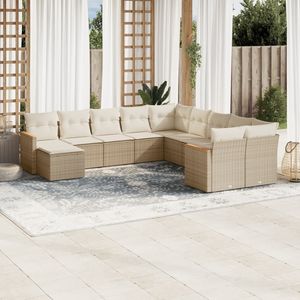 Conjunto de Sofás Modulares Grandes de Ratán Sintético Beige para Jardín, Muebles Modulares Cómodos para Exteriores - Product Image 1