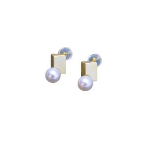 Freshwater 6-7mm White Round Strong Light Almost Flawless Pearl <b>Stud</b> <b>Earrings</b> for Women S925 <b>Silver</b> Bow Design - Product Image 5