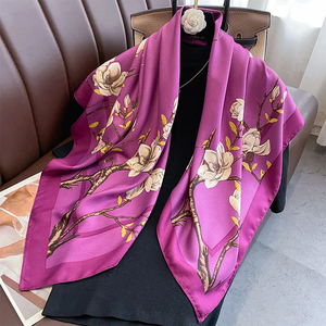 90*90cm Luxury Brand Simple Silk <b>Square</b> Scarf <b>Hijab</b> Women Bandana Soft Scarves Neckerchief Ladies Hair Shawl Wrap Headband - Product Image 3