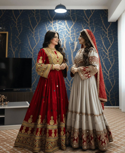 Chemise légère en mousseline de soie à manches longues, style ethnique vintage afghane Kuchi, broderie artisanale pour filles du Pakistan, couleurs et tailles personnalisables - Product Image 1