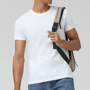 T-shirt en coton blanc de qualité supérieure pour homme, manches courtes, col rond, coupe classique, tissu jersey doux et respirant, couleur unie, vêtements décontractés d'été - Product Image 5