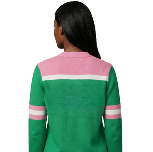 1908 Green Pink <b>Cardigan</b> Women Knit Button <b>Sweater</b> Chenille Embroidery Greek Sorority Apparel Long Sleeve Stylish fit - Product Image 4