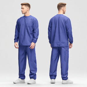 High Quality Unisex <b>Scrub</b> Suit Customized Color Knitted Breathable Comfortable 100% Cotton Hospital Uniform - Product Image 1