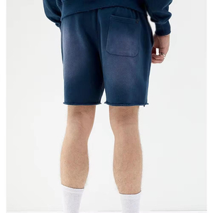 กางเกงขาสั้นสตรีทแวร์ผู้ชาย ผ้าฝ้ายฟอกสีซีดแบบวินเทจ แต่งลายปักและแอพพลิเค่ ลุคดิสเทรส ซักย้อมสีแบบแอซิดวอช - Product Image 6