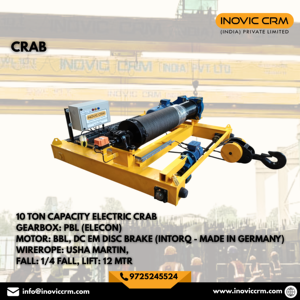 INOVIC CRM 10 Ton Industrial Heavy Duty Electric EOT Crane Crab Unit | Double Girder Motorized Trolley for Overhead Material Ha - Product Image 1
