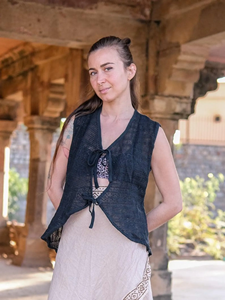 Handmade Black Cotton <b>Net</b> Shrug for Women Lightweight Crochet Style Sheer Summer Vest Boho Sleeveless Cardigan - Product Image 2