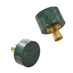 Attrayant haut de gamme marbre porte tirer Simple rond cuisine poignée meubles armoire tiroir bouton indien à la main pierre laiton bouton - Product Image 1