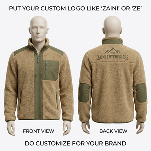 Premium 240g Sherpa Fleece <b>Jacket</b> Soft Warm Plush Fabric Grey Full Zip Outdoor <b>Jacket</b> Custom Logo Embroidery Waterproof Men's - Product Image 1