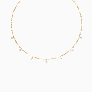 สร้อยคอเพชรประดับเพชรทวินเคิลดรอปส์ 0.41 กะรัต ผลิตในห้องปฏิบัติการ ตัวเรือนทอง 9K สีเหลือง ขาว และโรสโกลด์ - Product Image 3