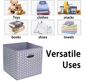 Non Woven Wardrobe Clothing Organizer <b>Foldable</b> Storage <b>Box</b> With Dual Handles Printing Color - Product Image 3