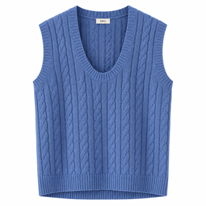 Gilet en tricot sans manches à col en V pour femme, couleur unie, tricot torsadé, décontracté, pour l'automne, 100% acrylique, longueur normale - Product Image 1