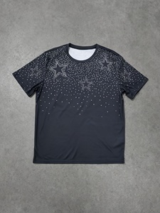 เสื้อยืดกราฟิกลายโครงกระดูกประดับเพชร ผู้ชาย แขนสั้น ลายจุดวิบวับ ทรงโอเวอร์ไซส์ สตรีทแวร์ รับทำโลโก้ตามสั่ง OEM ODM ผ้าฝ้าย 100% - Product Image 1