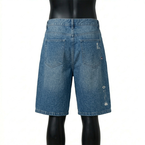 Snow Washed Baggy Jorts Men Loose Fit Denim Shorts Vintage Streetwear Wide Leg Summer <b>Jean</b> Shorts Custom OEM ODM - Product Image 5