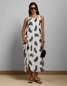Women's Black Chiffon Polka Dot Maxi Slip Dress Lace Trim V-Neck Thin-Strap Backless Evening Gown Natural Waistline Breathable - Product Image 1
