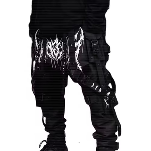 New <b>Denim</b> Cotton <b>Joggers</b> Cargo Pants for <b>Men</b> Casual Hip Hop Pocket Sweatpants Streetwear Light Wash Techwear Ribbons - Product Image 6