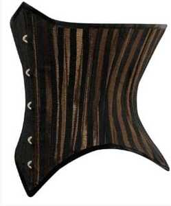 Corsé a rayas negro y marrón para mujer, faja moldeadora de control firme bajo el busto, diseño de gancho y ojo, transpirable, control de abdomen, talla adulta - Product Image 2