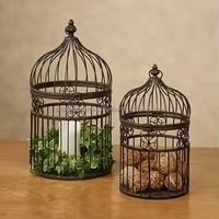 Cage à oiseaux ronde moyenne Vintage, Cage à oiseaux en fer blanc maison à oiseaux en fer Vintage cage à oiseaux en dôme de fer,