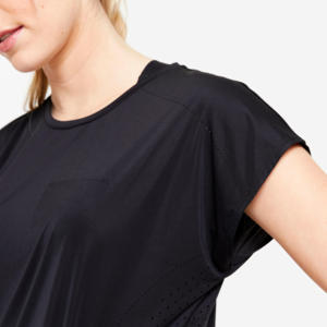 Haut de sport pour femme à manches courtes 100 % coton, confortable, coupe ample, respirant, en jersey uni, style sportif - Product Image 1